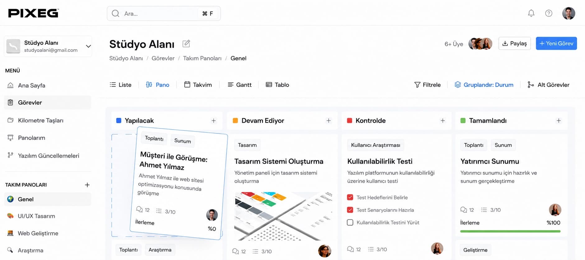 PIXEG ile tasarlanan arayüzlerden bir kesit